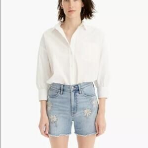 J. Crew Point Sur floral embroidered high rise cut off shorts sz 25